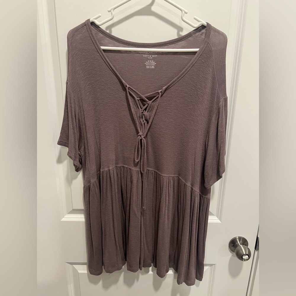 American Eagle Soft & Sexy Slub Lace-Up Tunic
